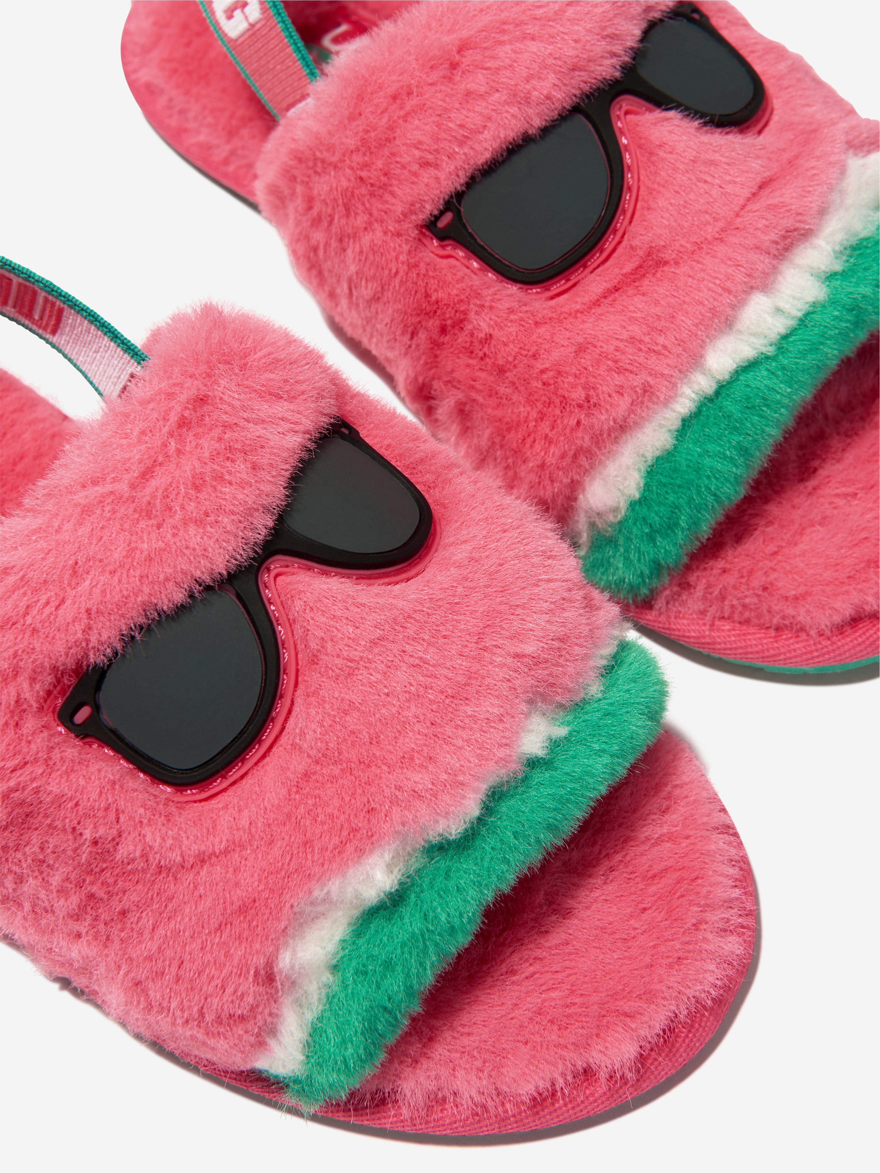 Girls Fluff Yeah Watermelon Stuffie Slippers in Pink