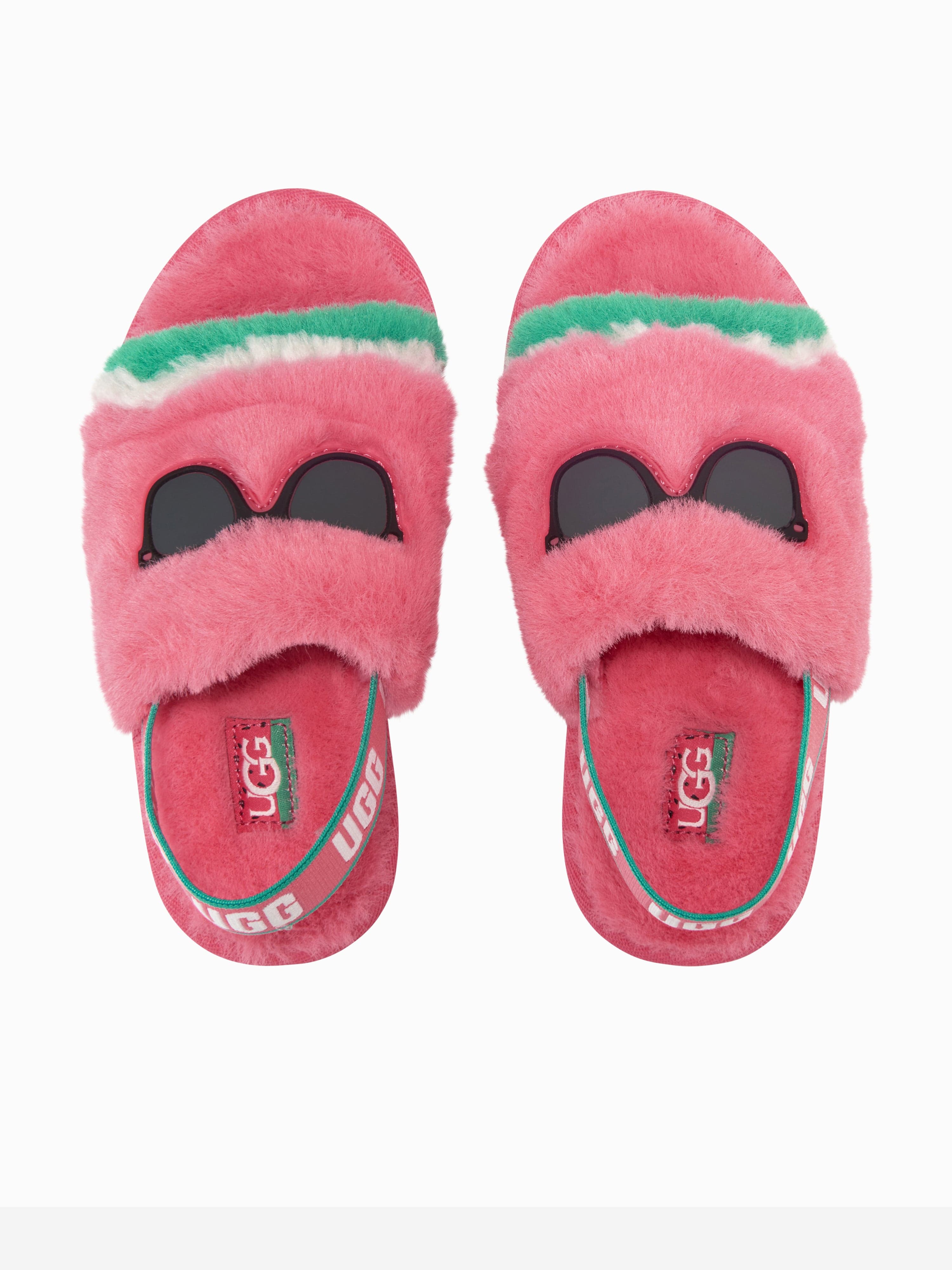 Girls Fluff Yeah Watermelon Stuffie Slippers in Pink