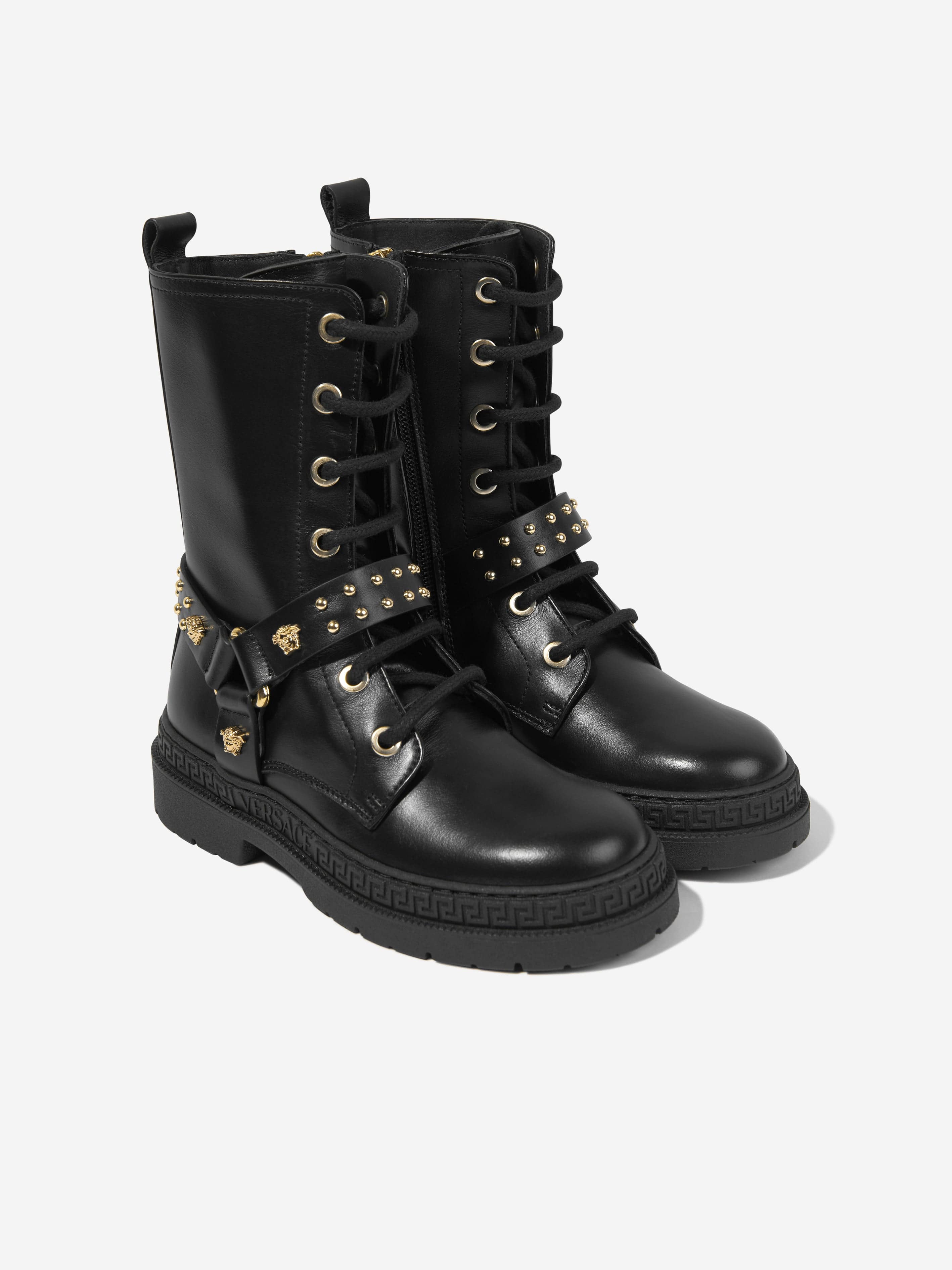 Girls leather biker hot sale boots