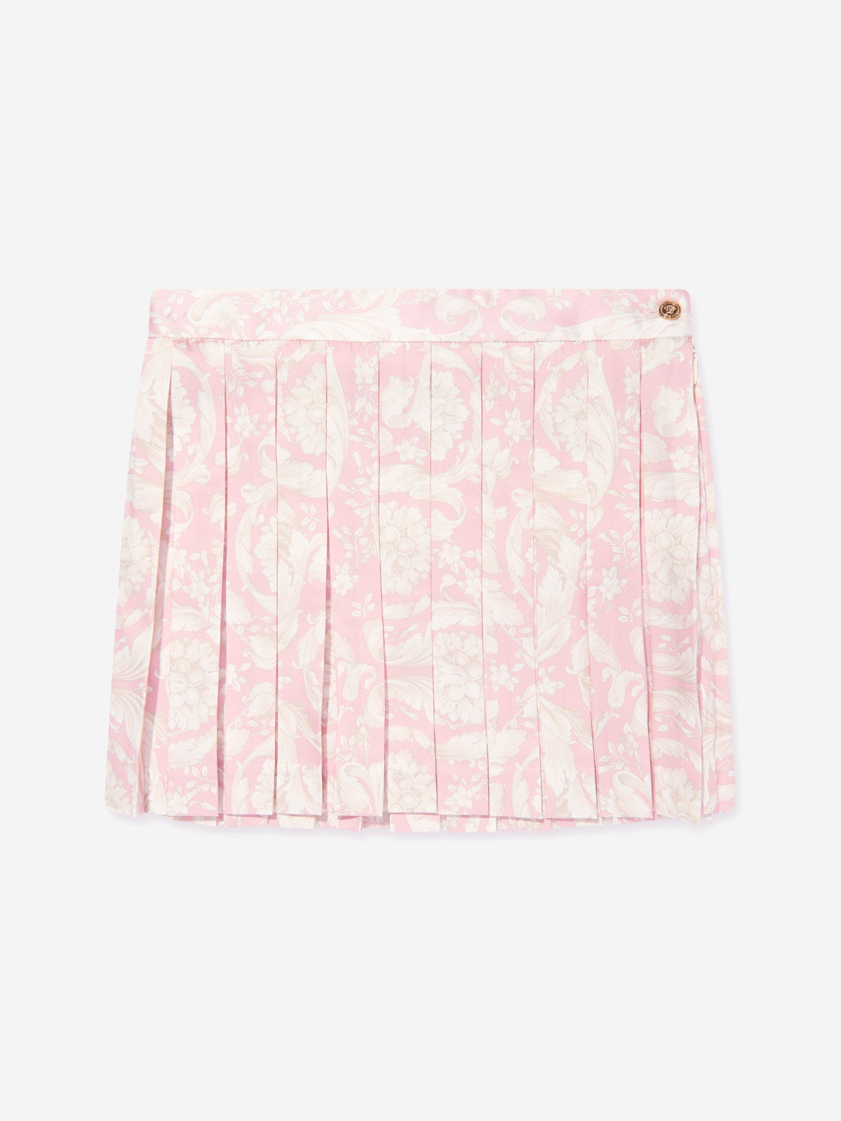 Versace Girls Barocco Pleated Skirt in Pink