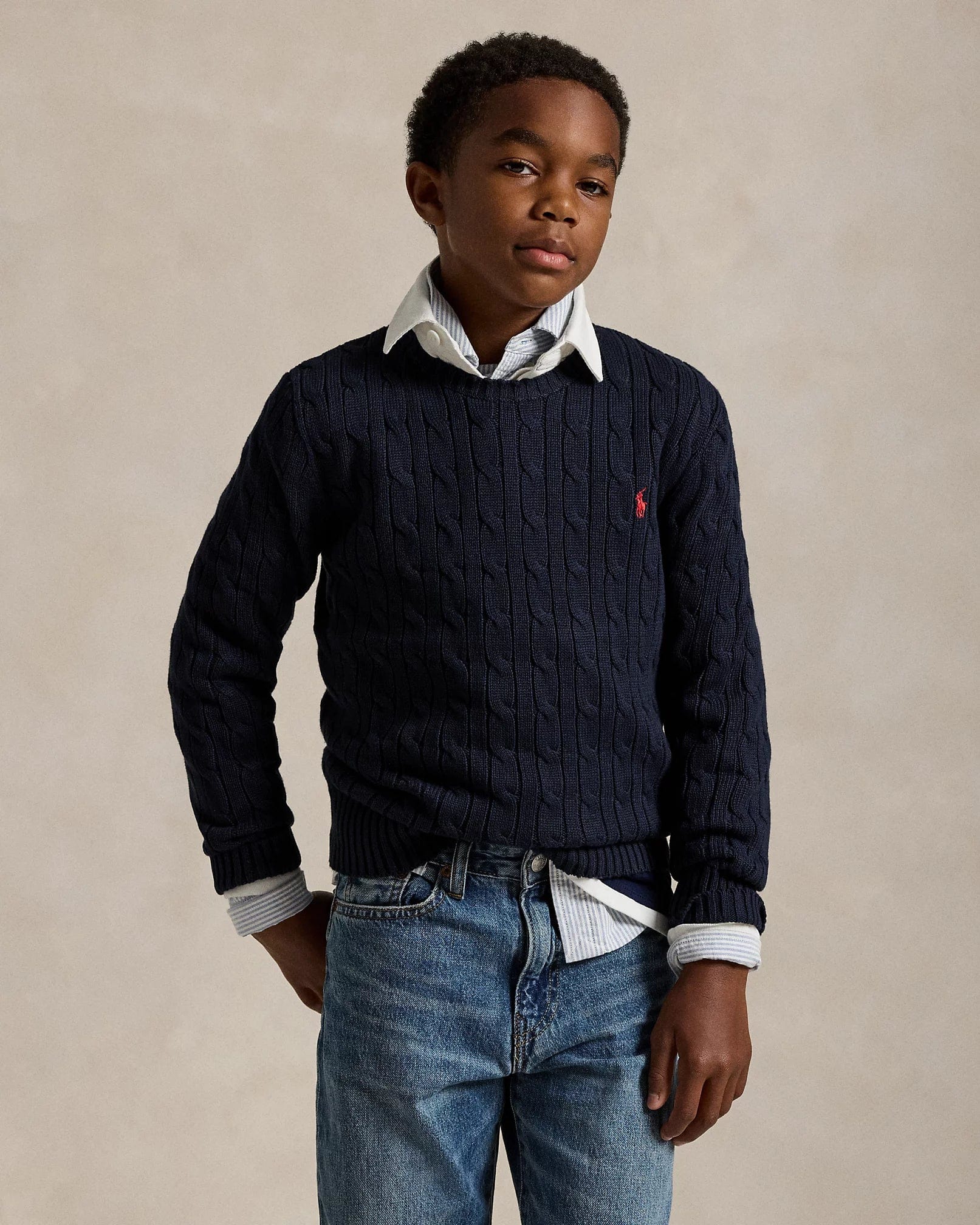 Boys fashion cable jumper