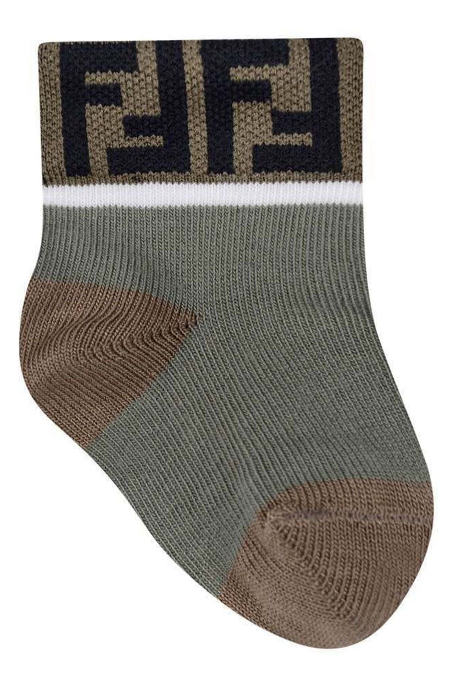 Fendi Kids Baby Boys Cotton Logo Trim Socks 7 Pack in Multicolour Childsplay Clothing