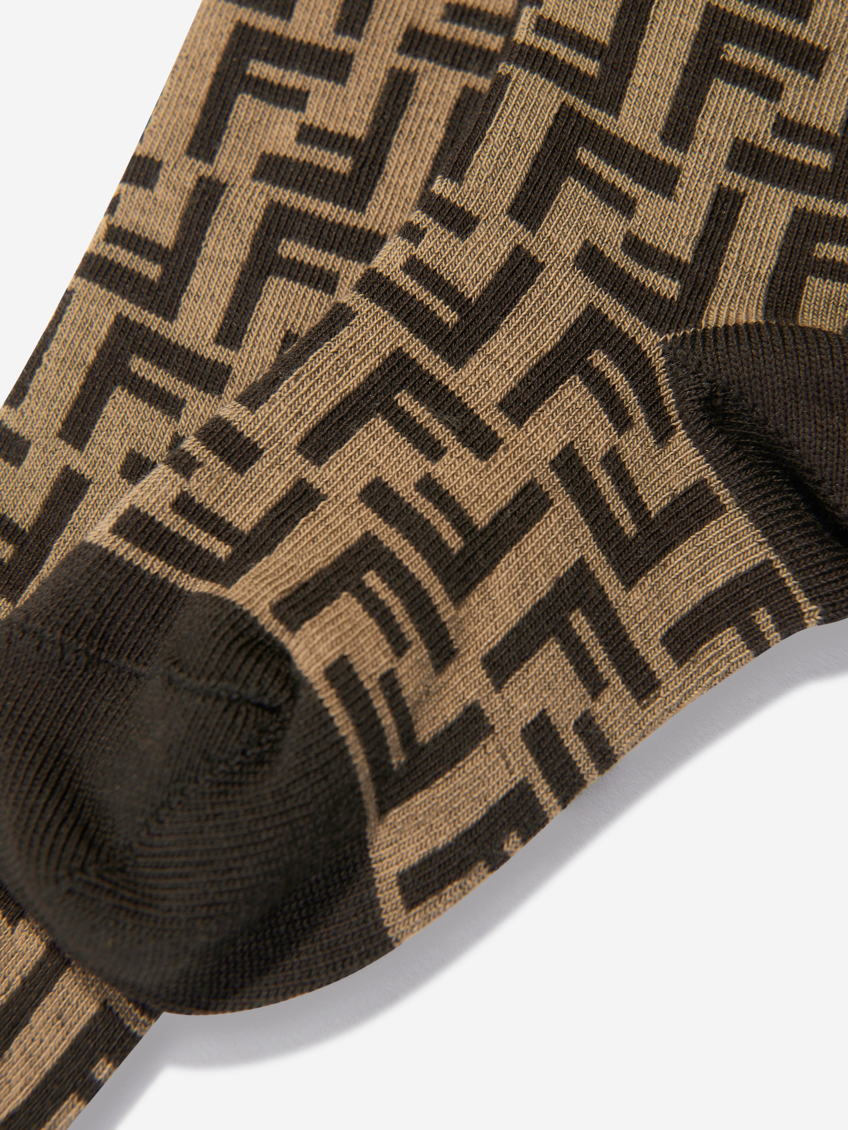 Kids FF Logo Socks Set in Brown