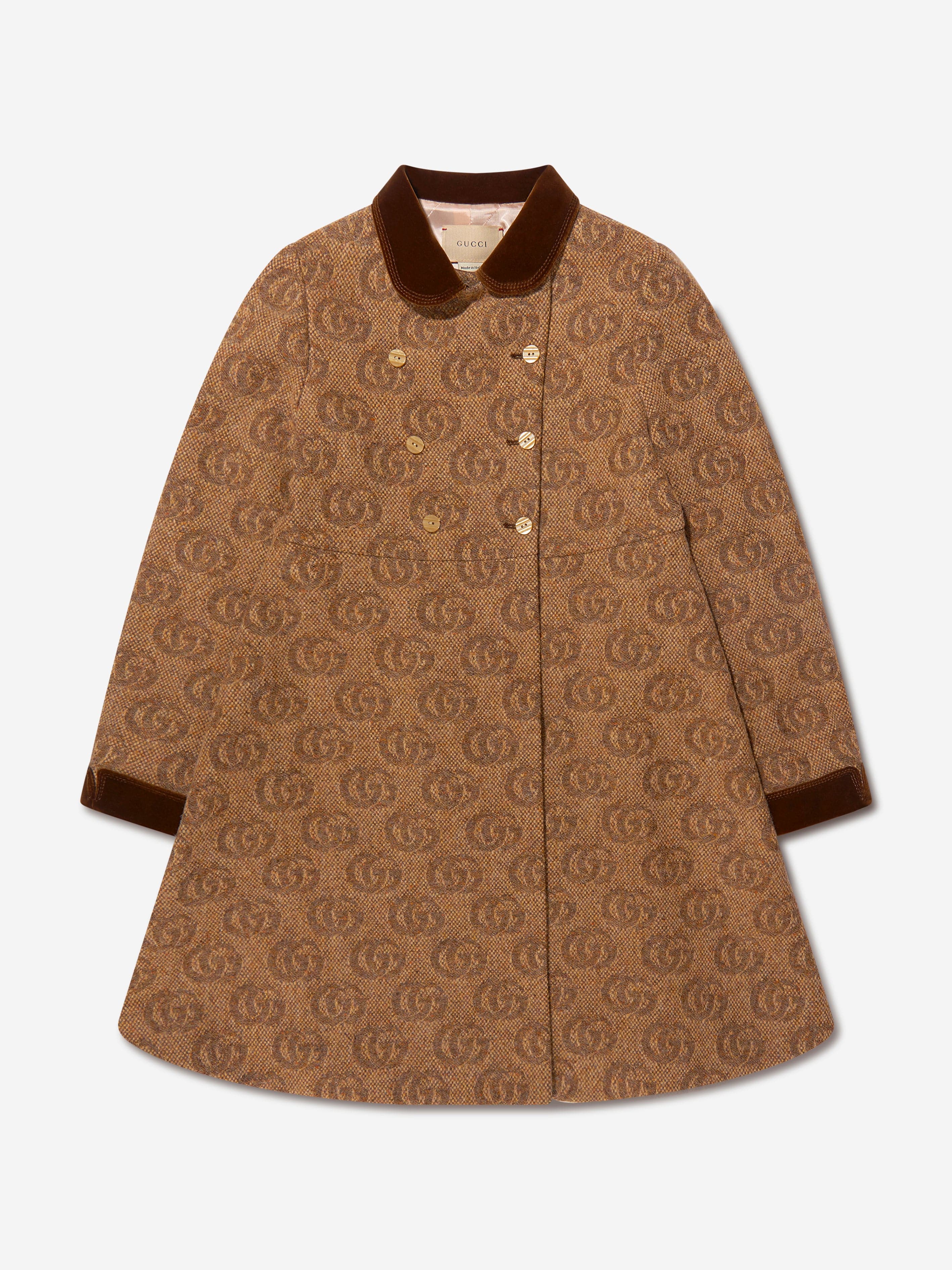 Gucci Kids Girls Wool Double G Coat Childsplay Clothing