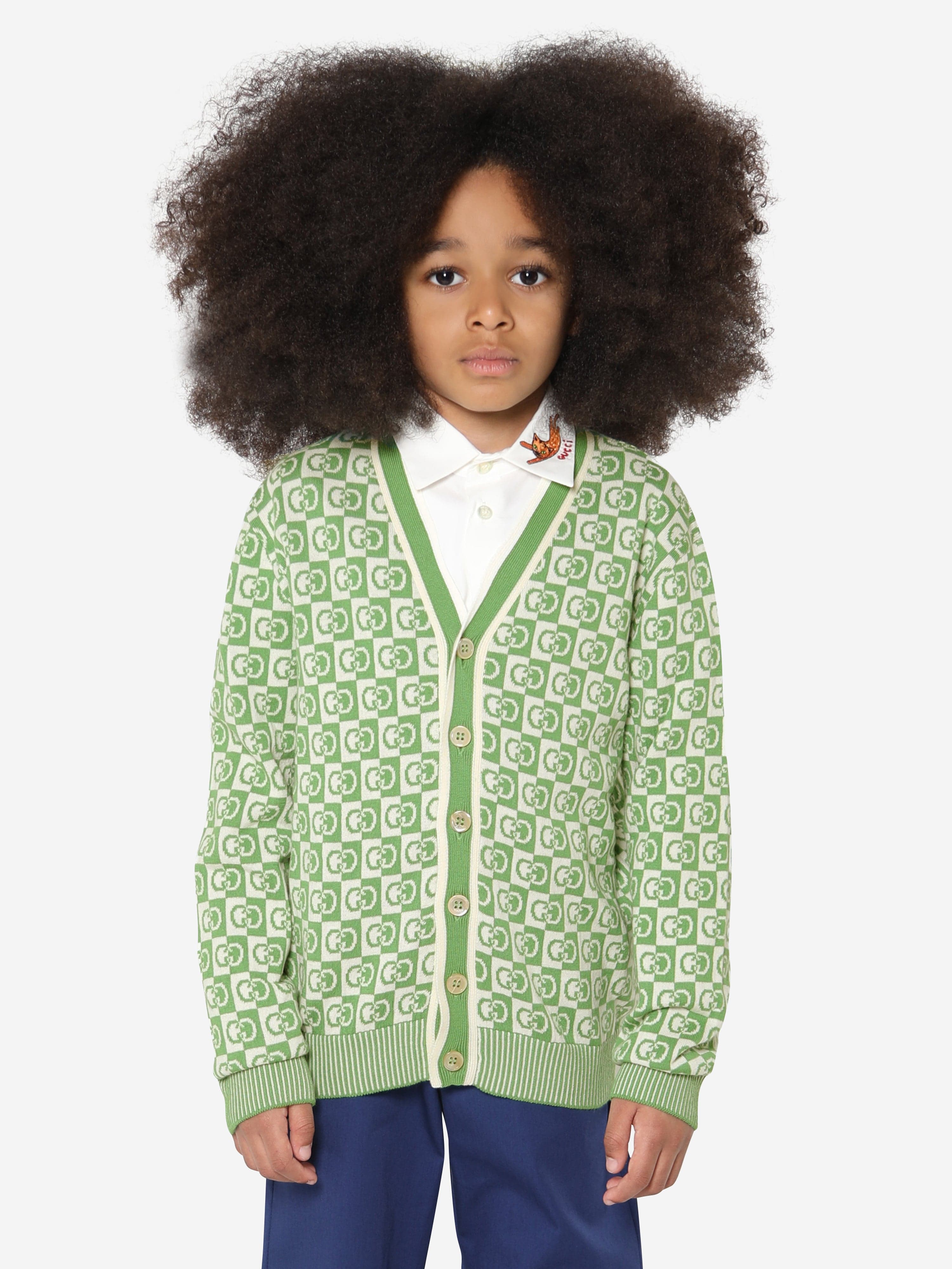 Gucci Kids Kids GG Knitted Cardigan in Green | Childsplay Clothing