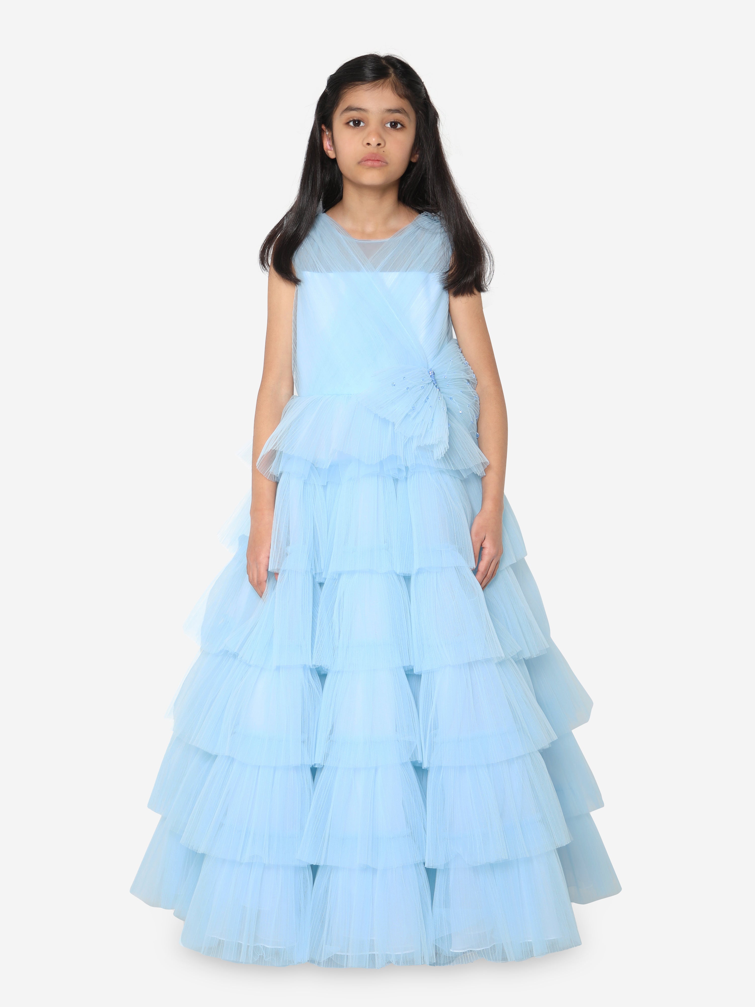 Marchesa blue tulle outlet gown