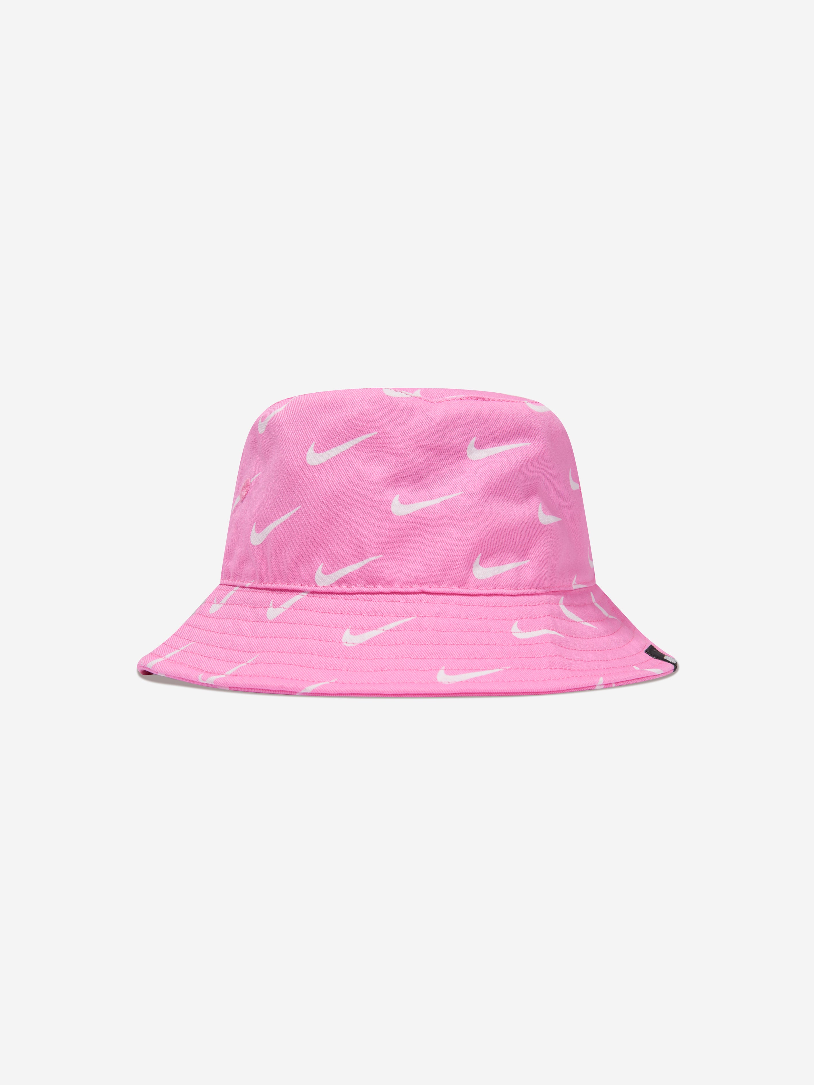 Girls Swoosh Print Bucket Hat in Pink