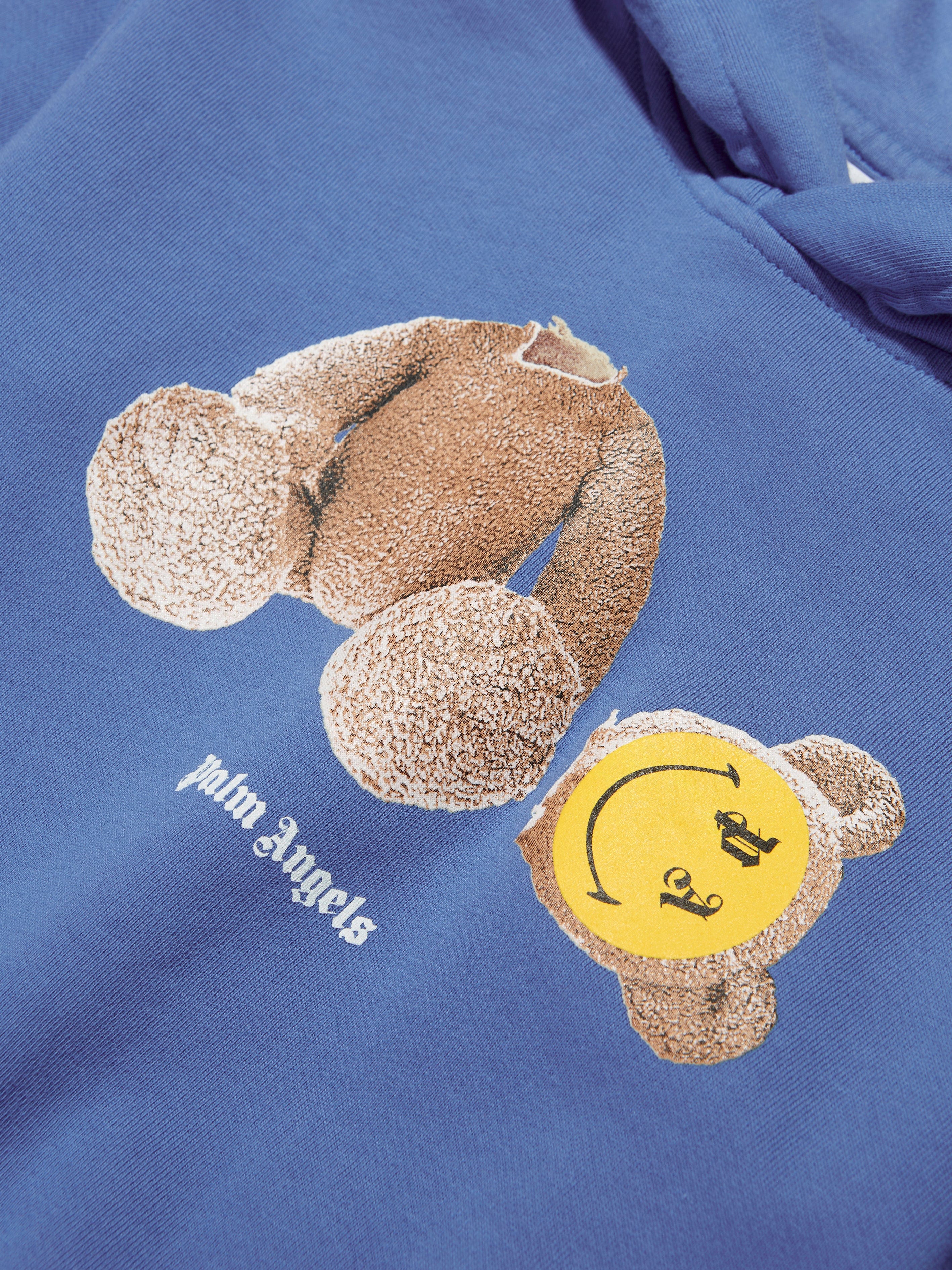 PA SMILEY BEAR HOODIE in blue - Palm Angels® Official